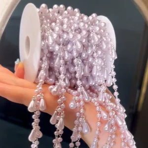 Roze parelketting druppel kwast afwerking voor DIY vintage haaraccessoires sieraden maken