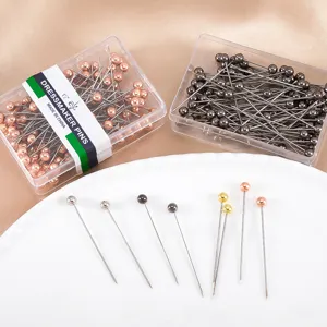 Stainless steel dressmaker pins round pearl head sewing pins DIY craft accessories set of two boxes