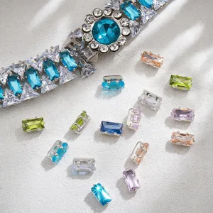Catena di strass fai da te cristallo da cucire scintillante colorato rettangolare accessori