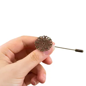 Bronze Filigree Lace Lapel Pin Brooch Blank DIY Vintage Jewelry Finding Accessory