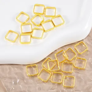 Goldene quadratische Perlenringe Legierung gerade Loch Anhänger DIY Armband Schmuck