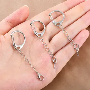 Metal keychain D ring clasp with chain for DIY crafts and jewelry making detail view