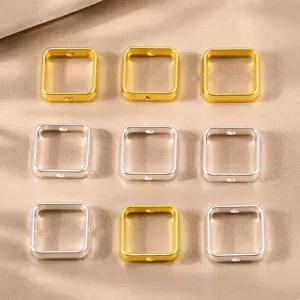 Quadratische Metallperlen Ringe für DIY Schmuckherstellung, gerade Loch Anhänger Armbänder.