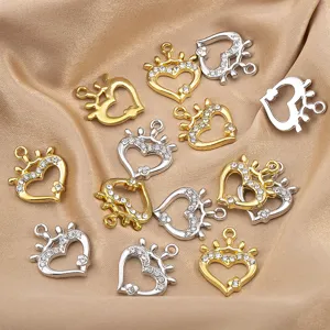Legierung Strass Herz Krone Anhänger glänzende Kristall DIY Schmuck Zubehör Accessoires