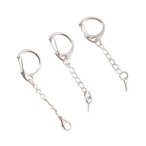 Metal keychain D buckle rings with chains DIY craft accessories for handmade pendant making.