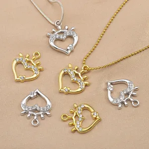 Legierung Strass Herz Krone Anhänger Schmuck Zubehör, exquisite DIY Halskette Teile.