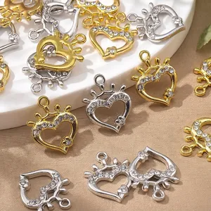 Legierung Strass Herz Krone Anhänger DIY Schmuck Zubehör für Halskette Armband Ohrring