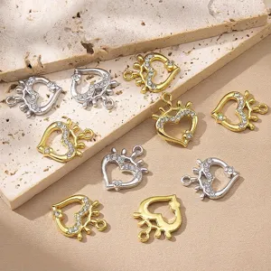 Legierung Strass Herz Krone Anhänger, gold silber DIY Schmuck Zubehör für Halsketten.