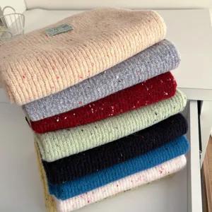 Cozy colorful speckle knit winter scarf for women, soft warm wool feel daily fashion accessory.