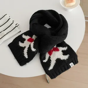 Cute bear jacquard knit scarf winter warm cozy neckwear fashion casual women winter scarf