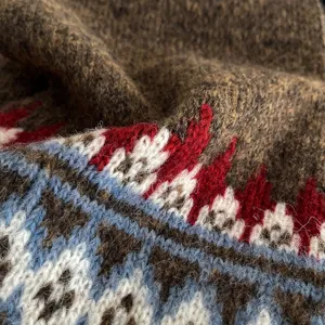 Cozy winter thick knit neck warmer featuring a classic retro Fair Isle pattern in multi-color.