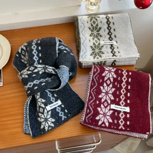 Sciarpa invernale a maglia fiocco di neve misto lana caldo spesso moda stile casual