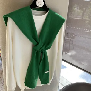 Pull en tricot en laine pour femme avec ensemble de chale vert vetements automne chauds