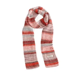 Vintage style color block knit scarf for women, cozy winter warm wool blend fashion neck wrap.