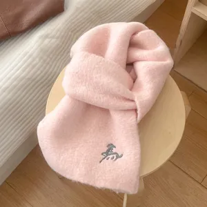 Rosa Strickschal weicher warmer Winterschal süße Pferde Stickerei kuschelig Schal Damen