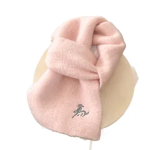 Weicher rosa Strick Winterschal mit süßer Pferde Stickerei warmer kuscheliger Halswärmer für Damen