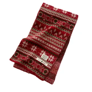 Winter warm knitted scarf, retro Fair Isle pattern, thick thermal neck warmer for women.