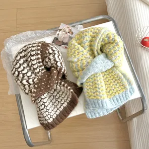 Bufanda de punto gruesa para mujer, calentador de cuello de invierno cálido con diseño, elegante.