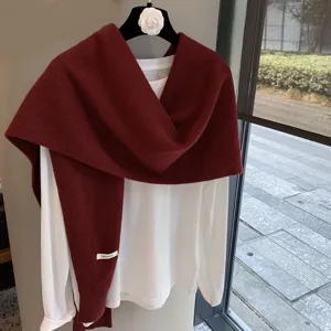 Pure Australian Wool Shawl For Women Solid Color Warm Winter Scarf Minimalist Soft Knit Wrap Fashion Daily Accessories