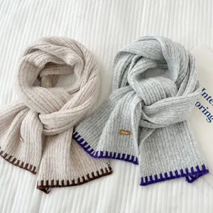 Suave bufanda de invierno de punto colorido, largo pañuelo de lana para parejas