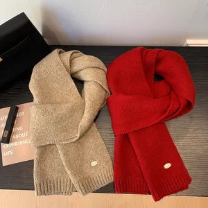 Bufanda de invierno de punto grueso y cálido en colores sólidos, calentador de cuello suave.