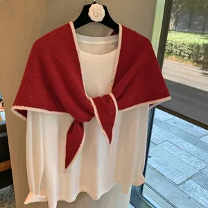 Bufanda de punto superposicion top manga larga chic elegante mujer moda ropa casual