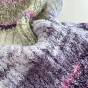 Retro gradient knitted scarf winter warm wool neck warmer cozy textured detail view fashion