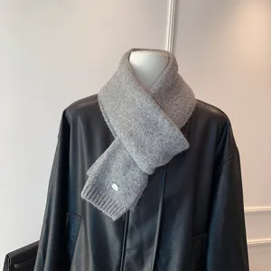 Bufanda de punto gris para mujer y hombre, bufanda de invierno cálida y gruesa para el frío.