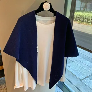 Knit triangle scarf shawl layering piece in solid color, elegant drape for women style.