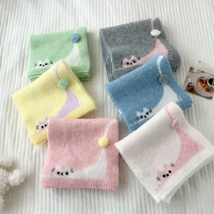 Sciarpa in maglia con gatto carino stile coreano inverno caldo morbido rosa blu delizioso