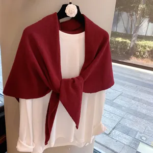 Australian pure wool shawl and white top set, cozy autumn winter knitted triangular scarf.