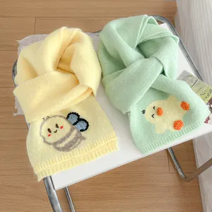 Korean style cartoon animal cross knit scarf for women, warm cute winter short scarf.