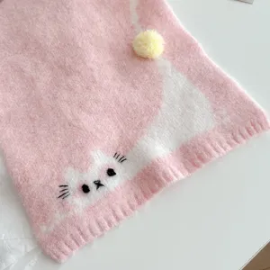 Scaldaorecchie collo gatto rosa maglia morbido inverno dolce sciarpa dettaglio vista