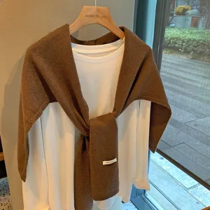 Elegante otoño invierno lana chal bufanda conjunto versátil casual asimétrico tejido cálido