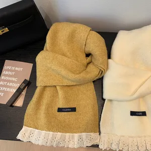 Sweet lace knitted scarf autumn winter cozy warm neckerchief fashion women accessories