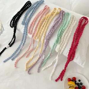 Handmade knitted crochet long neck scarf multi-color chic tassel accessory for women