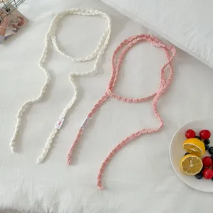 Handmade Crochet Necklace Scarf Cute Niche Knitted Choker Versatile Floral Ribbons