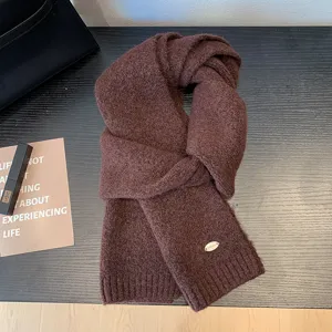 Bufanda de punto marrón gruesa y cálida para mujer y hombre invierno acogedor.