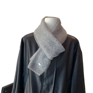Bufanda de punto gris cálida de invierno para mujeres y hombres, calentador de cuello suave.