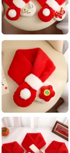 Enfants hiver écharpe en peluche rouge tour de cou épais mignon festif écharpe chaude