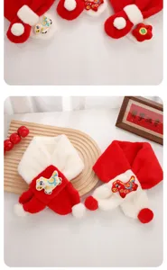 Écharpe en peluche pour enfants rouge mignon dessin animé chauffe-cou cadeau de festival