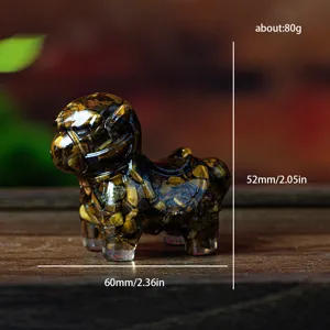 Crystal chip resin horse figurine detail showing compact size and natural stone texture.