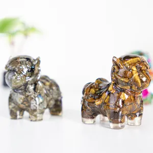 Detail view of crystal gravel resin horse figurine, decorative desktop ornament craft.