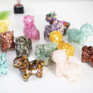 Crushed stone resin crystal horse figurine, cute pony desktop decoration for home office.
