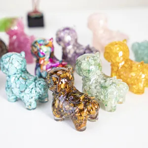 Handmade crystal stone resin miniature horse figurine cute desktop ornament detail display