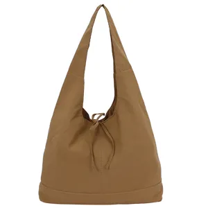 Casual women's large capacity canvas hobo shoulder bag retro tote bag for daily commute shopping