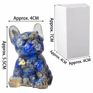 Kristall Stein Harz Französische Bulldogge Figur Schreibtisch Dekoration Geschenkkarton