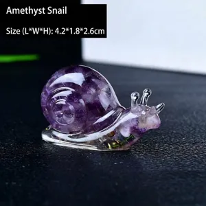 Natürlicher Amethyst Kristall Schnecke Harz Dekoration für Desktop Wohnzimmer Ornament
