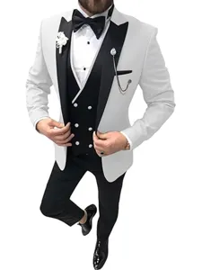 Luxury mens three piece suit slim fit tuxedo set for business wedding formal evening wear