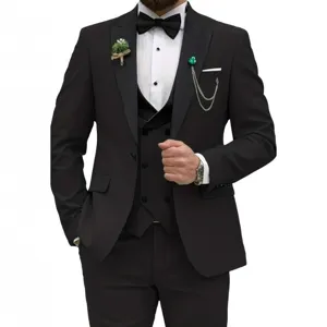 Men Business Suit Set Jacket Vest Pants Slim Fit Formal Tuxedo For Wedding Banquet Meeting Host Light Business Apparel